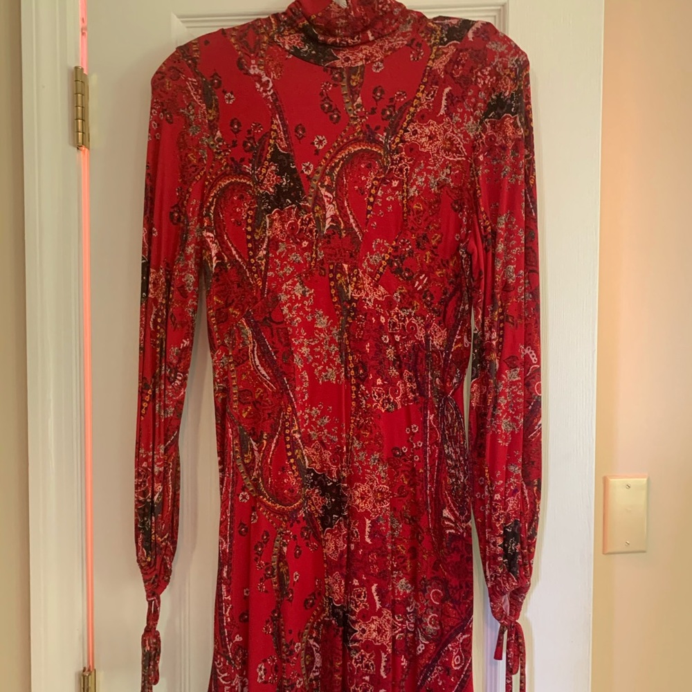 Paisley high neck mini dress